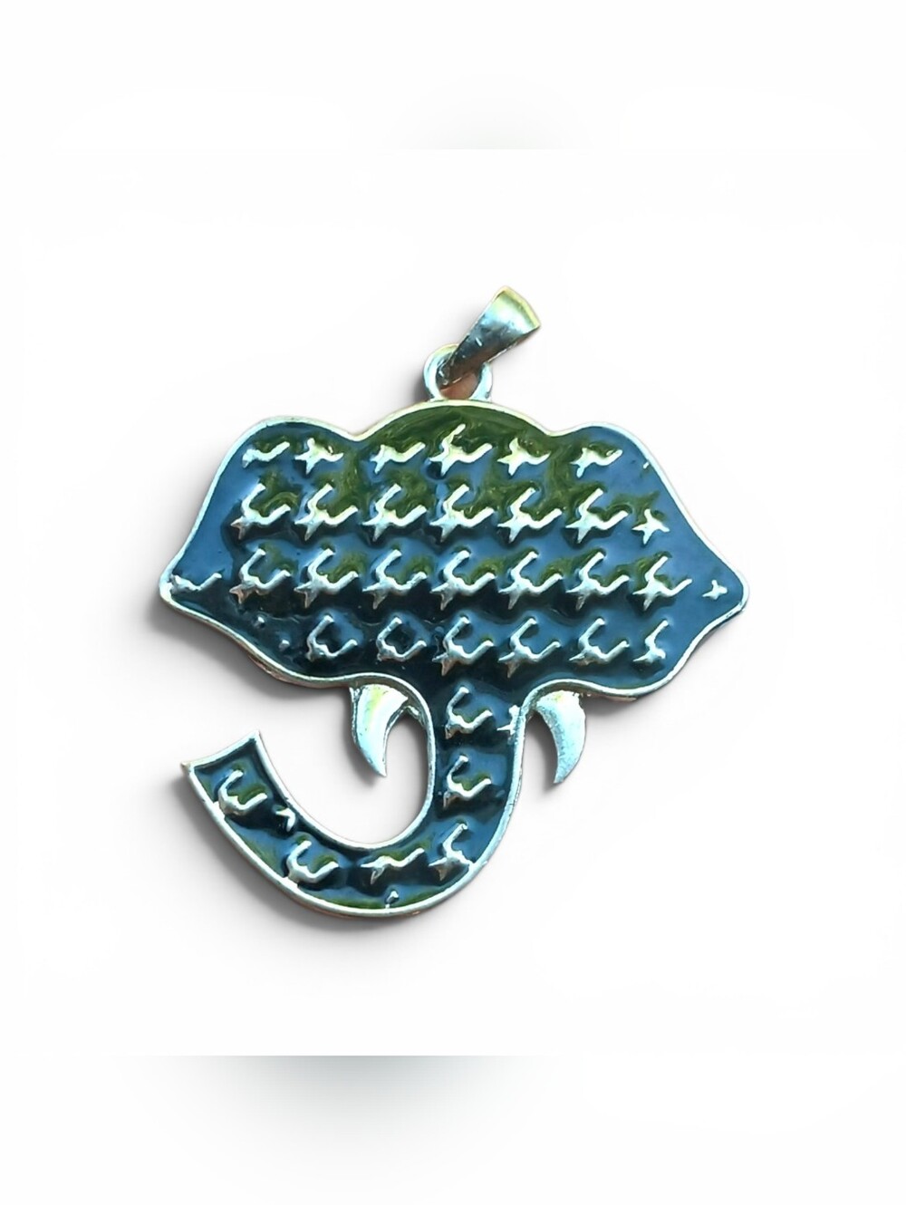 University of Alabama Elephant Pendant Charm – Silver Houndstooth Style Pendant
